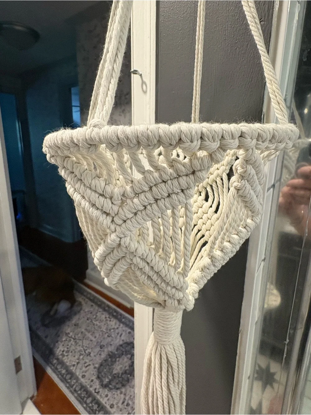 Set of 2 Macramé Plant Hangers - Cream Boho Décor